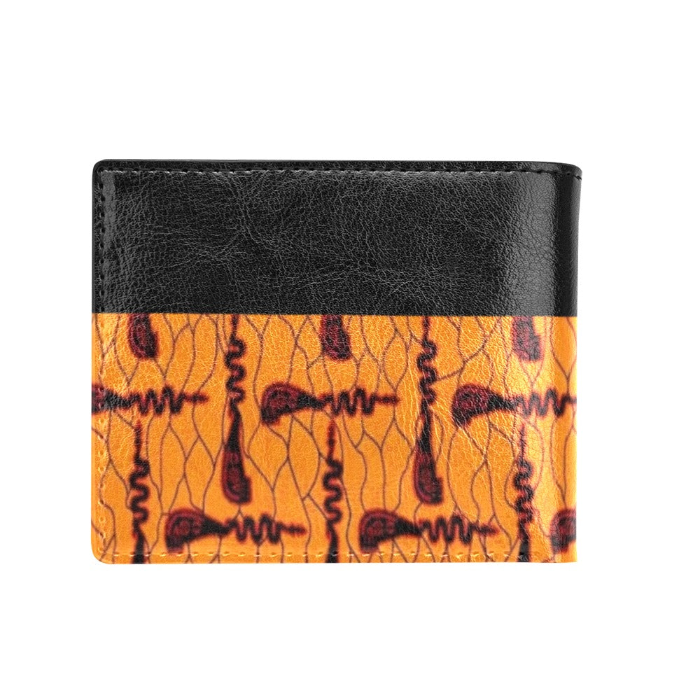 Koze African Print Leather Bifold Wallet with Coin Pocket
