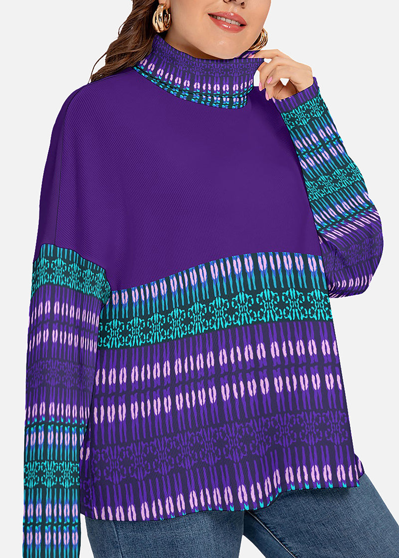 Jamilah African Print Turtleneck  Sweater (Plus Size)