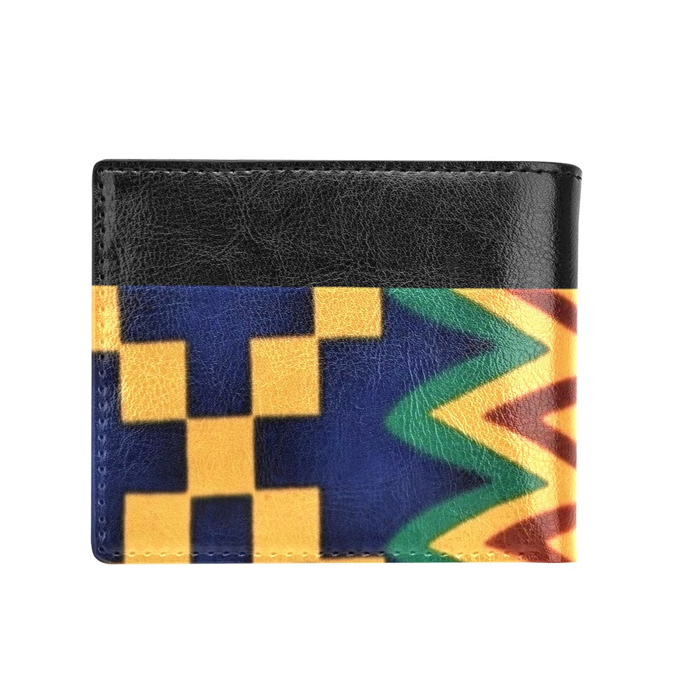 Osebor African Print Bifold Leather Wallet with Coin Pocket