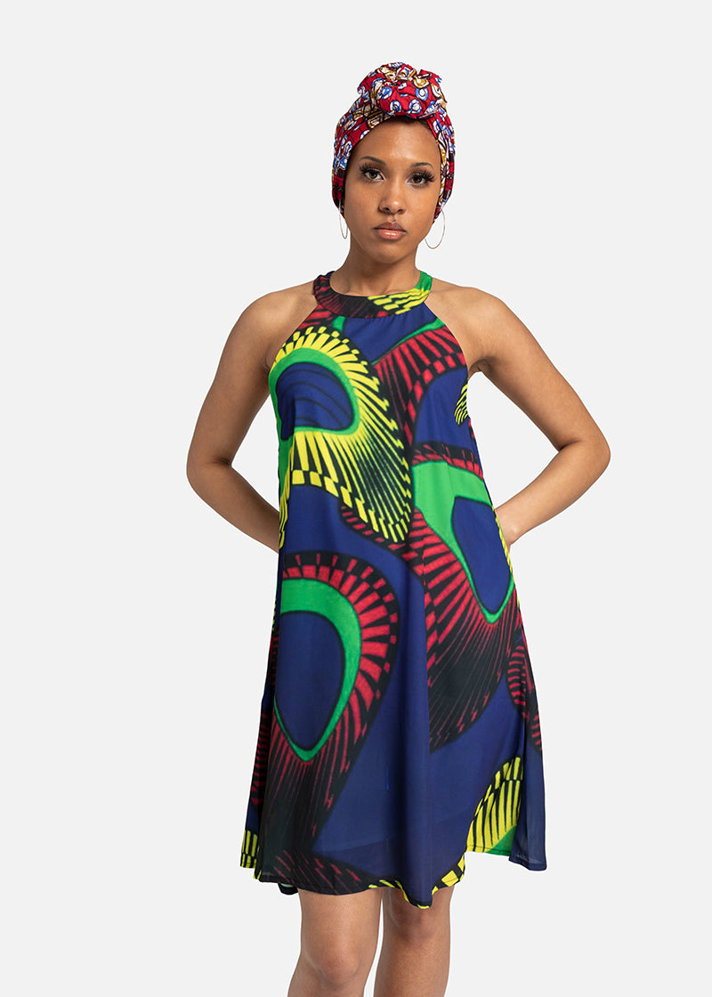 Bloom African Print Halter Dress