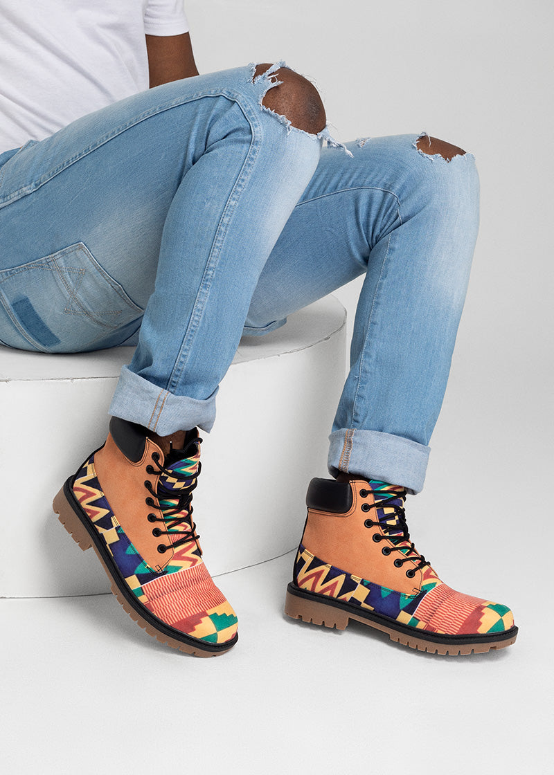 Osebor African Print Lightweight Leather Boots