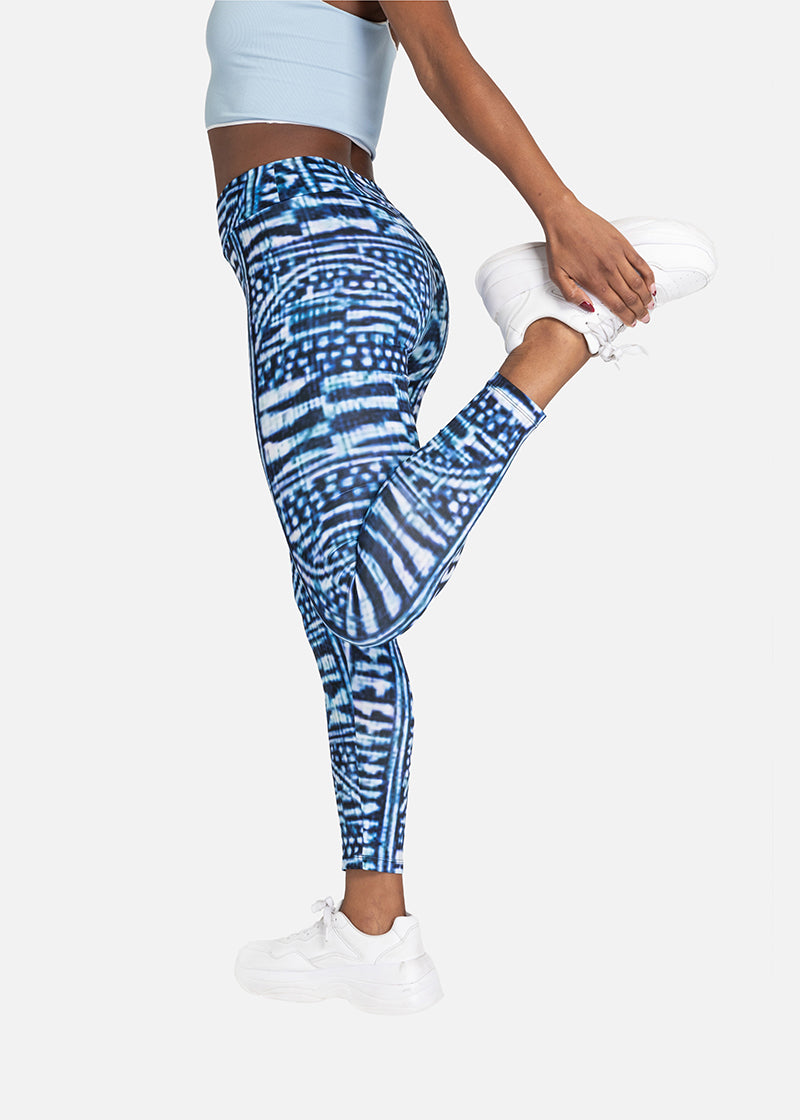 Nzinga African Print Adire Athleisure Yoga Leggings- Plus size availab -  Osenoir