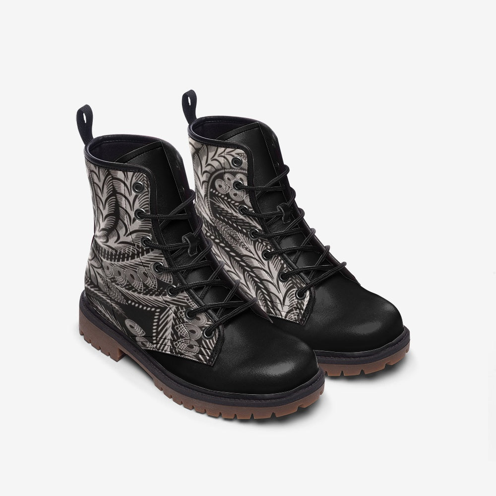 Kore  African Print Leather Combat boots