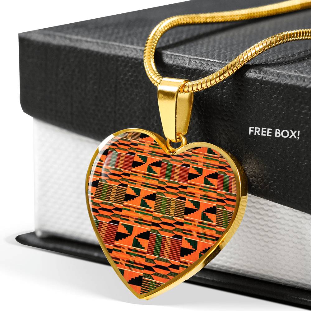 Shaquana African Print Love  Heart Pendant Necklace