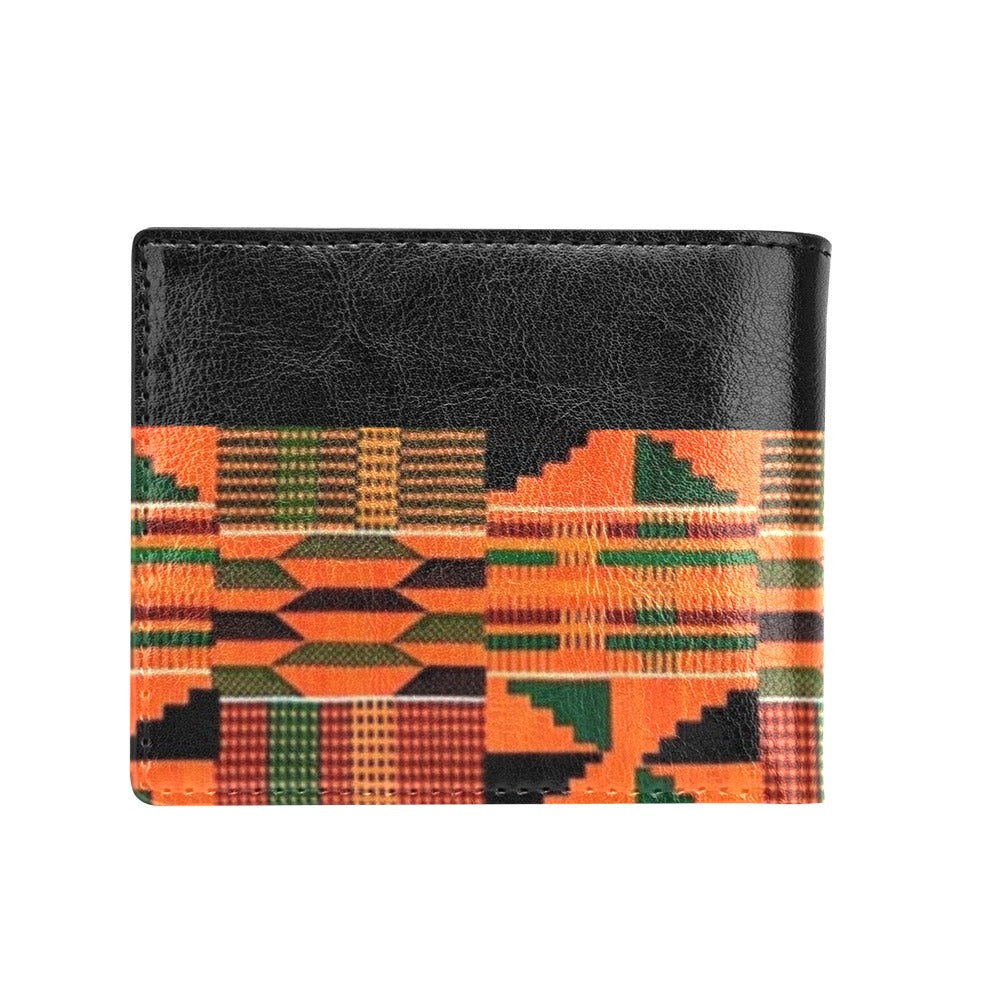 Amoke African Print Leather Wallet with Coin Pocket- black